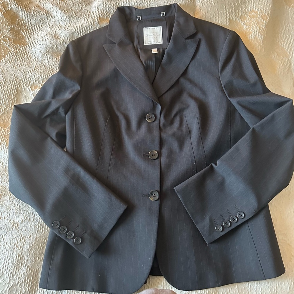 Women's The Limited Travel suit , Black with tan pinstripe , size 12